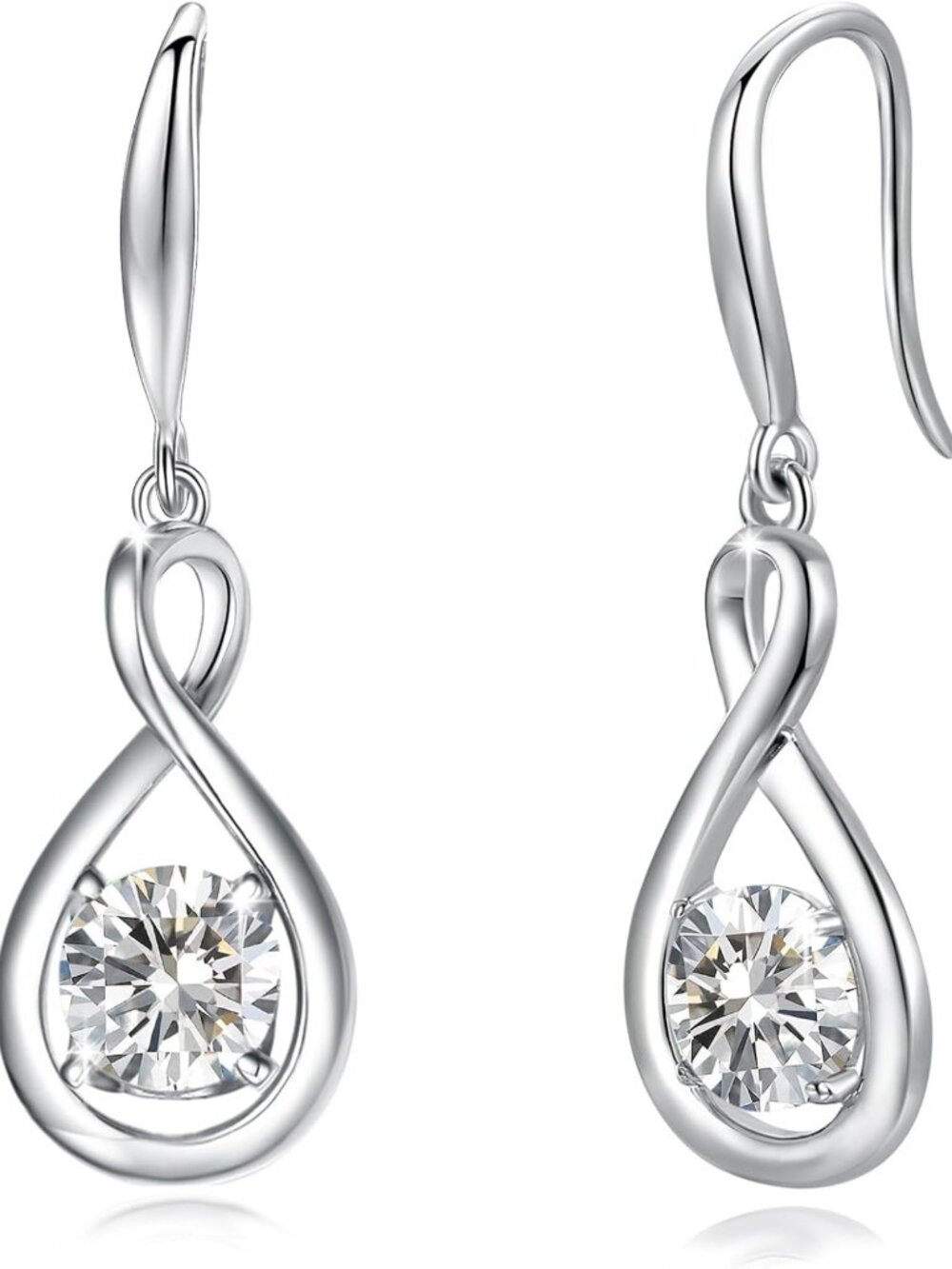 Dainty Infinity Dangle Drop Earrings in 925 Sterling Silver - Elegant Jewelry